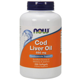 Масло печени трески Now Foods Cod Liver Oil 650 mg 250 Softgels Now Foods