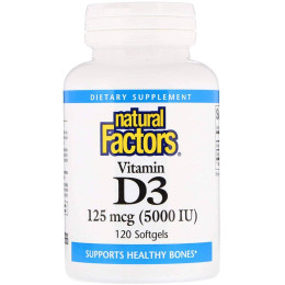 Витамин D3 Natural Factors Vitamin D3 125 mcg 5000 IU 120 Softgels Natural Factors