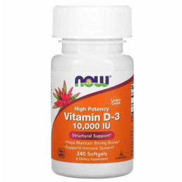 Витамин D-3 NOW Vitamin D-3 10000 IU 240 softgels