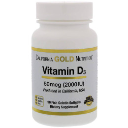 Vitamin D3 2000 IU 90 Fish Gelatin Softgels California Gold Nutrition