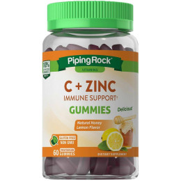 Вітамін С та цинк для імунітету Piping Rock C + Zinc Immune Support 60 Vegetarian Gummies (Honey Lemon) Piping Rock