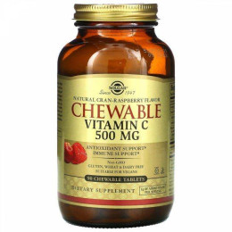 Chewable Vitamin C, Natural Cran Raspberry 500 mg 90 Chewable Tablets Solgar