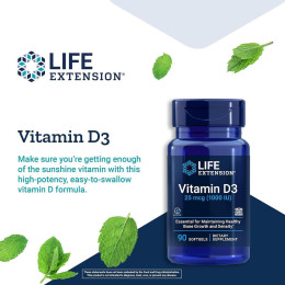 Vitamin D3 1000 IU 90 Softgels Life Extension