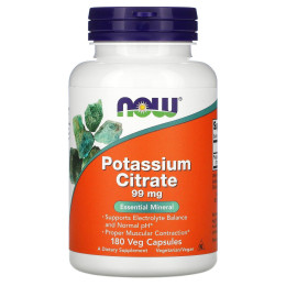 Калий Цитрат Now Foods (Potassium Citrate) 99 мг 180 капсул