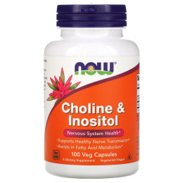 Холін та Інозитол Now Foods (Choline and Inositol) 500 мг 100 капсул