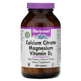 Цитрат кальция с магнием и витамином D3 Bluebonnet Nutrition (Calcium Citrate Magnesium Vitamin D3) 180 капсул