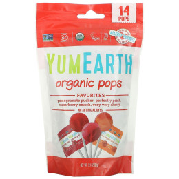 Органические леденцы ассорти вкусов YumEarth (Organic Pops Favorites) 14 леденцов 85 г