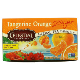 Травяной чай без кофеина Zinger, Мандариново-апельсиновый заряд, Celestial Seasonings, 20 чайных пакетиков, 1,7 унции (47 г)