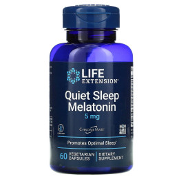 Мелатонин, Quiet Sleep, Melatonin, Life Extension, 5 мг, 60 вегетарианских капсул