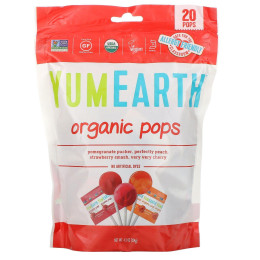 Леденцы с разными фруктовыми вкусами органик YumEarth (Pops) 119.1 г