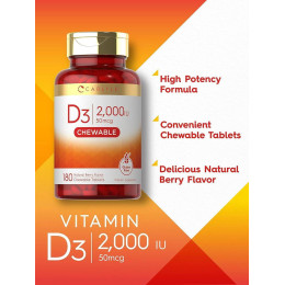 Витамин D3 Carlyle Nutritionals Vitamin D3 2000 IU 180 Chewable Tablets (Natural Berry)