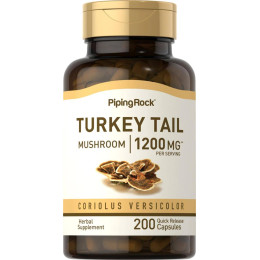 Траметес разноцветный Piping Rock Turkey Tail Mushroom 1200 mg (per serving) 200 Quick Release Capsules Piping Rock