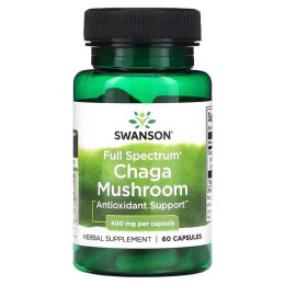 Чага Swanson Full Spectrum Chaga Mushroom 400 mg 60 Capsules Swanson