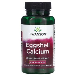 Кальций из яичной скорлупы с витамином D3 Swanson Eggshell Calcium with Vitamin D3 60 Capsules Swanson