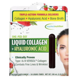 Жидкий коллаген + гиалуроновая кислота Applied Nutrition Liquid Collagen + Hyaluronic Acid, 10 Liquid-Tubes Applied Nutrition