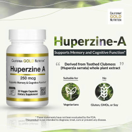 Гуперзин A California Gold Nutrition Huperzine A, 250 mcg, 30 Veggie Capsules California Gold Nutrition