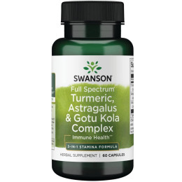 Комплекс куркуми, ашваганди та женьшеню Swanson Full Spectrum Turmeric, Astragalus & Gotu Kola Complex 60 Capsules Swanson