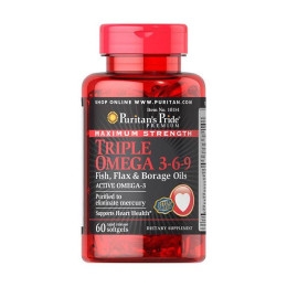 Omega 3-6-9 Triple Maximum Strength 1200 mg (Fish, Flax & Borage Oils) 60 Softgels Puritan's Pride