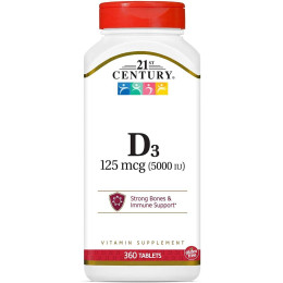 Витамин D3 21st Century Vitamin D3 125mcg (5000 IU) 360 Tablets 21st Century