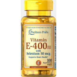 Витамин Е с селеном Puritan's Pride Vitamin E-268 mg (400 IU) with Selenium 50 mcg 100 Softgels Puritan's Pride