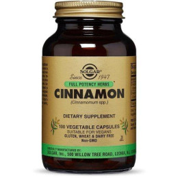 Full Potency Herbs, Cinnamon, 100 Vegetable Capsules Solgar