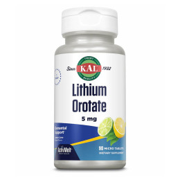 Lithium Orotate 5mg - 90 tabs Lemon Lime KAL