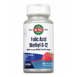 Folic Acid Methyl B-12  800mcg - 60 tabs Raspberry KAL