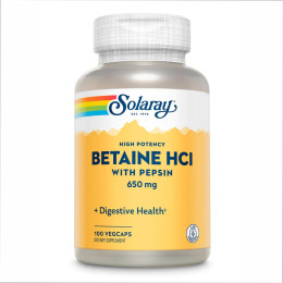 High Potency Betain HCl with Pepsin 650mg - 100 vcaps Solaray