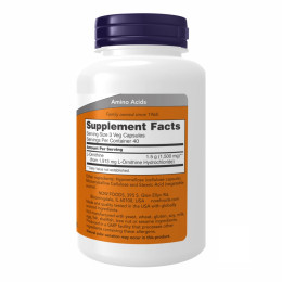 ORNITHINE 500mg - 120 vcaps Now Foods