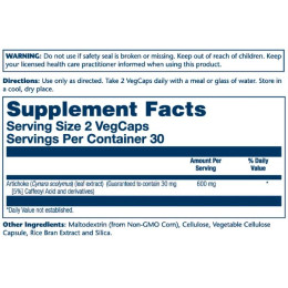 Artichoke Leaf Extract - 300mg 60 vcaps Solaray