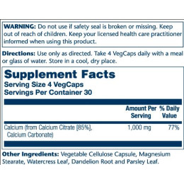 Calcium Citrate 1000mg - 120 vcaps Solaray