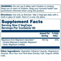 Magnesium Asporotate 400mg - 120 vcaps Solaray