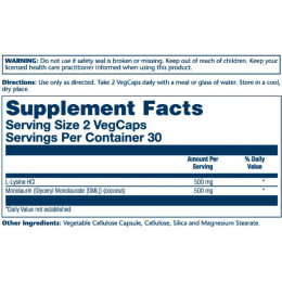 L-Lysine Monolaurin 1:1 - 60 vcaps Solaray