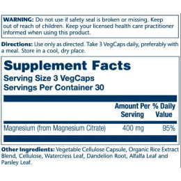 Magnesium Citrate 400mg - 90 vcaps Solaray