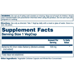 Берберин, для зниження рівню глюкози та роботи кишечника, Berberine from Indian Barberry 500mg - 60 vcaps Solaray