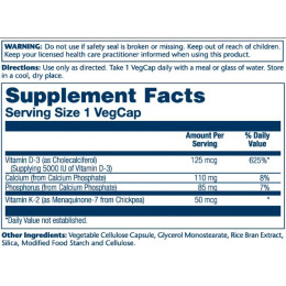 Vitamin D-3 & K-2 - 120 vcaps Solaray