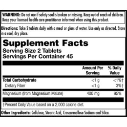 Magnesium Malate 400mg - 90 tabs KAL