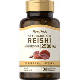 Экстракт гриба рейши Piping Rock Reishi Mushroom Extract (Standardized), 2500 mg, 100 Quick Release Capsules Piping Rock