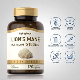 Super Lion's Mane Mushroom, 2100 mg, 90 Vegetarian Capsules Piping Rock