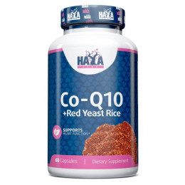 Коензим Q10 та червоний дріжджовий рис Haya Labs Co-Q10 60mg. & Red Yeast Rice 500mg 60caps