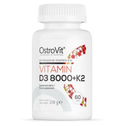 Витамин D3 + К2 Ostrovit Vitamin D3 8000 + K2 60 tabs OstroVit