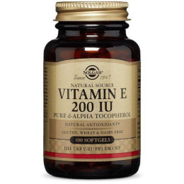 Витамин Е Vitamin E 200 IU Mixed Tocopherols 100 Softgel Solgar