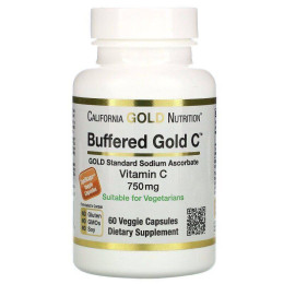 Вітамін С California Gold Nutritio Buffered Vitamin C Capsules, 750 mg, 60 Veggie Capsules California Gold Nutrition