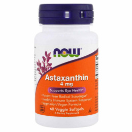 Астаксантин NOW Astaxanthin 4 mg 60 softgels