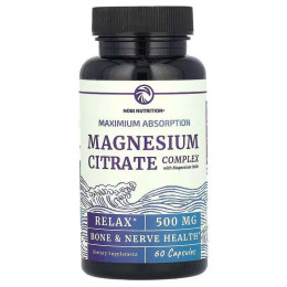 Magnesium Citrate Complex with Magnesium Oxide, Maximum Absorption, 500 mg, 60 Capsules