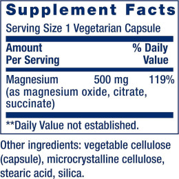 Магній Life Extension Magnesium Caps 500 mg 100 Vegetarian Capsules Life Extension