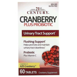 Журавлина з пробіотиками 21st Century Cranberry Plus Probiotic 60 Tablets 21st Century