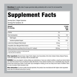 Lutein + Zeaxanthin (Delicious Orange), 21 mg (per serving), 60 Vegan Gummies Piping Rock