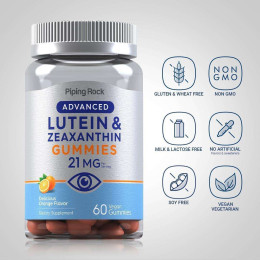 Lutein + Zeaxanthin (Delicious Orange), 21 mg (per serving), 60 Vegan Gummies Piping Rock