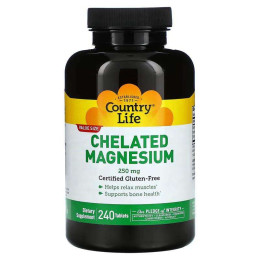 Магний Country Life Chelated Magnesium 250 mg 240 Tablets Country Life